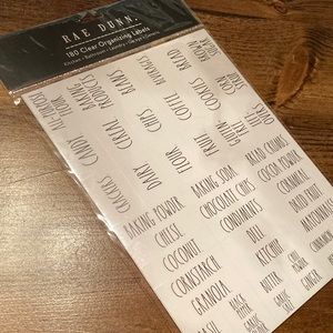 RAE DUNN DIY Organizing Labels Clear With Black Letters 180 Stickers RARE